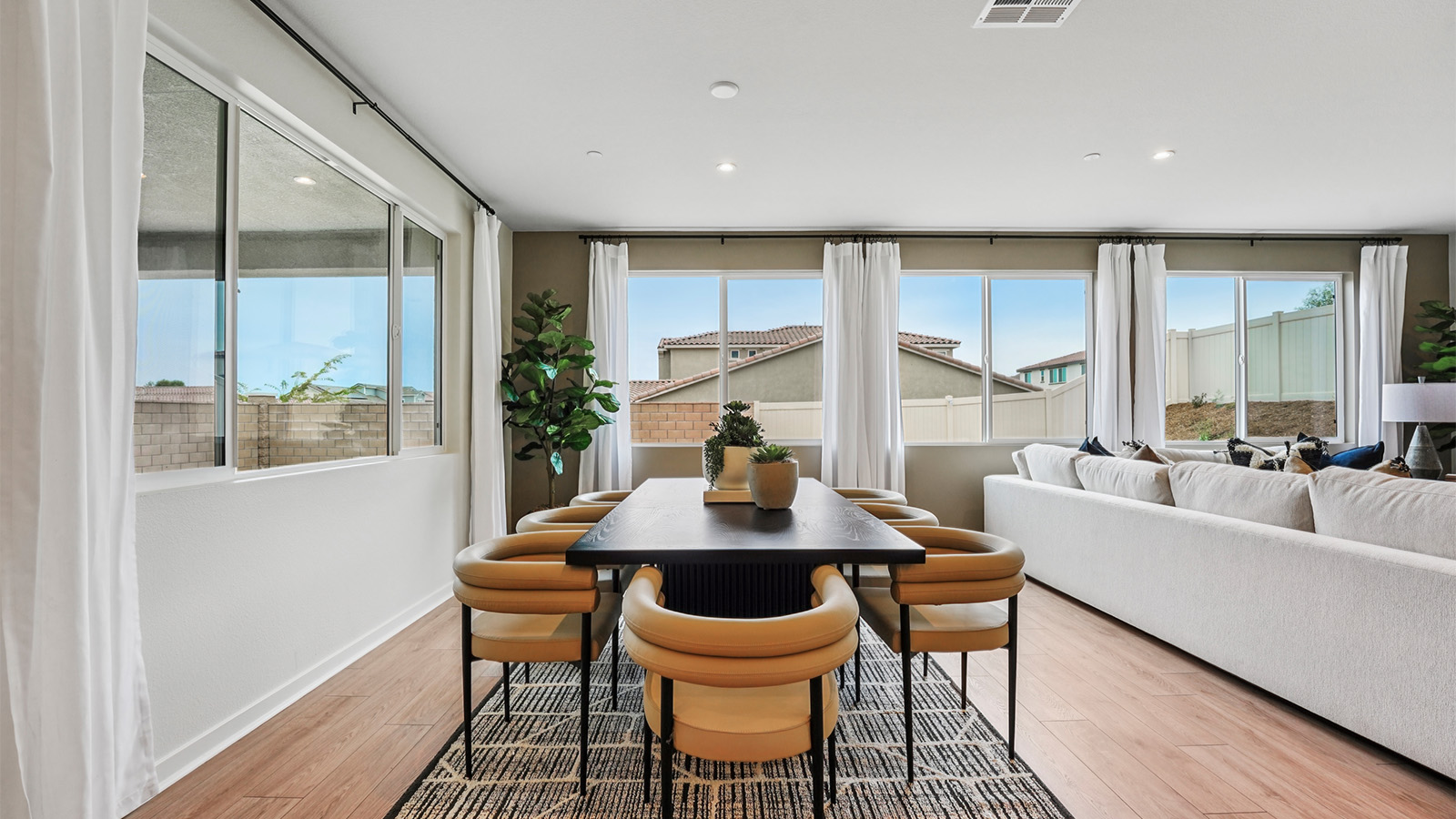 Dining space with large windows