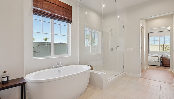 Primary bathroom with free-standing tub