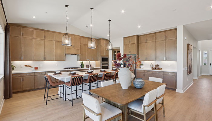 Large kitchen with stainless-steel appliances