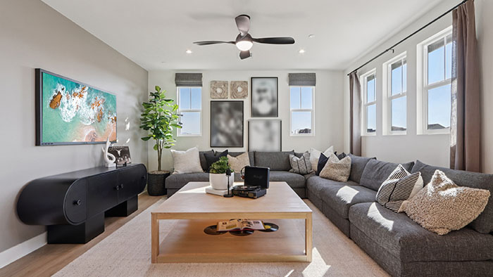 Interior living area with large windows