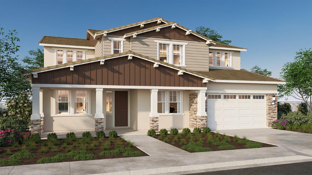 Residence 4172 rendering with a 3-car garage in elevation C