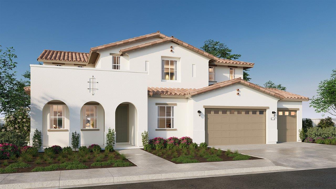 Residence 4172 rendering with a 4-car garage in elevation A