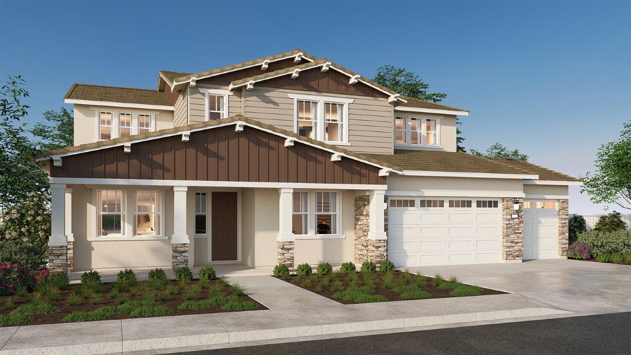 Residence 4172 rendering with a 4-car garage in elevation C