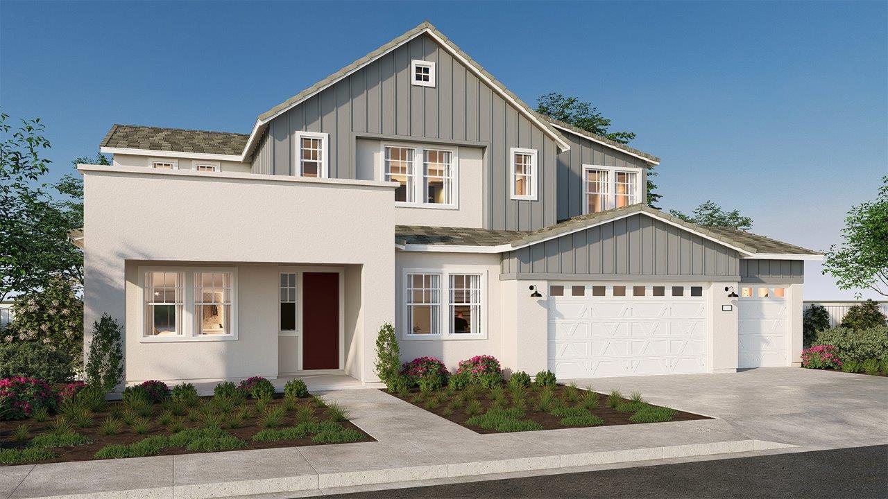 Residence 4172 rendering with a 3-car garage in elevation D