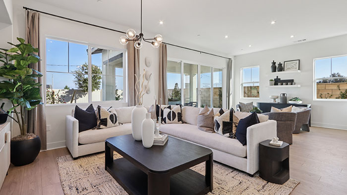 Great room with large windows