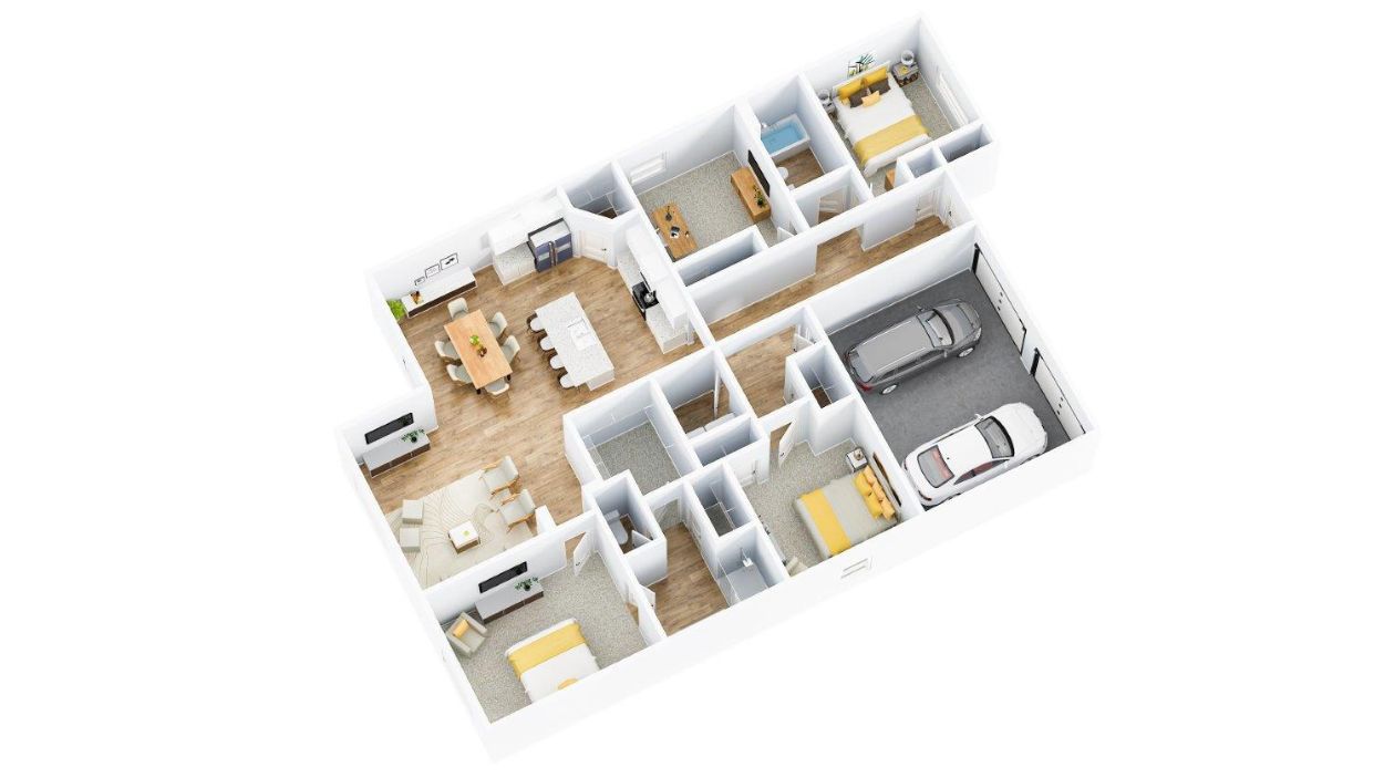 A 3-d view of our Cali floorplan.