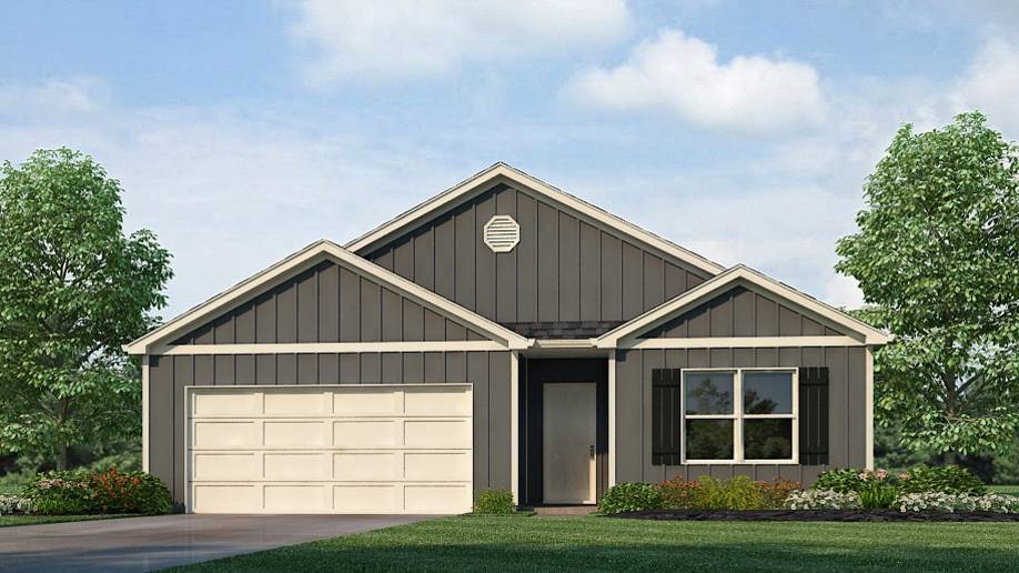 Rendering of our Cali plan featuring a seamless open layout just under 1,800 square feet, this beautiful single- story home offers 4-bedrooms with 2-bathrooms, and a 2-car garage.