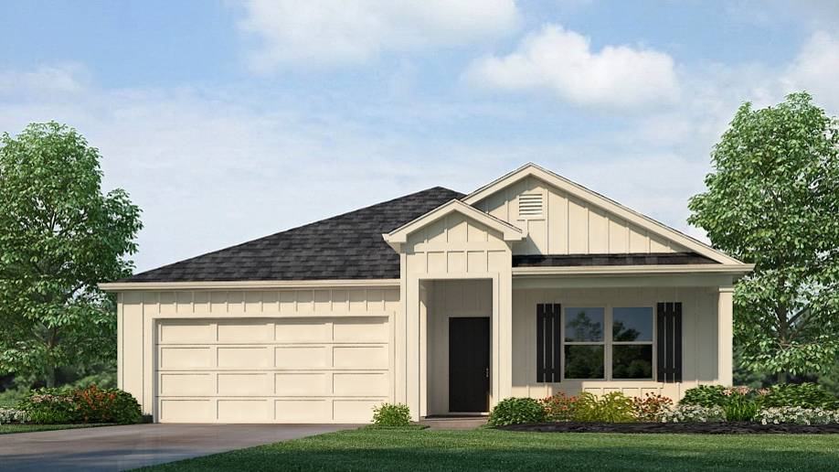 Rendering of our Cali plan featuring a seamless open layout just under 1,800 square feet, this beautiful single- story home offers 4-bedrooms with 2-bathrooms, and a 2-car garage.