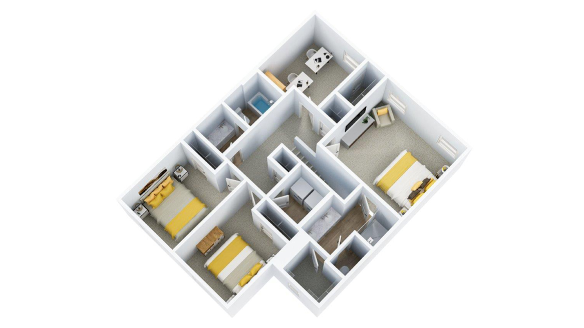 Taylor-3D-Floorplan – Second Floor - with furniture located throughout the home