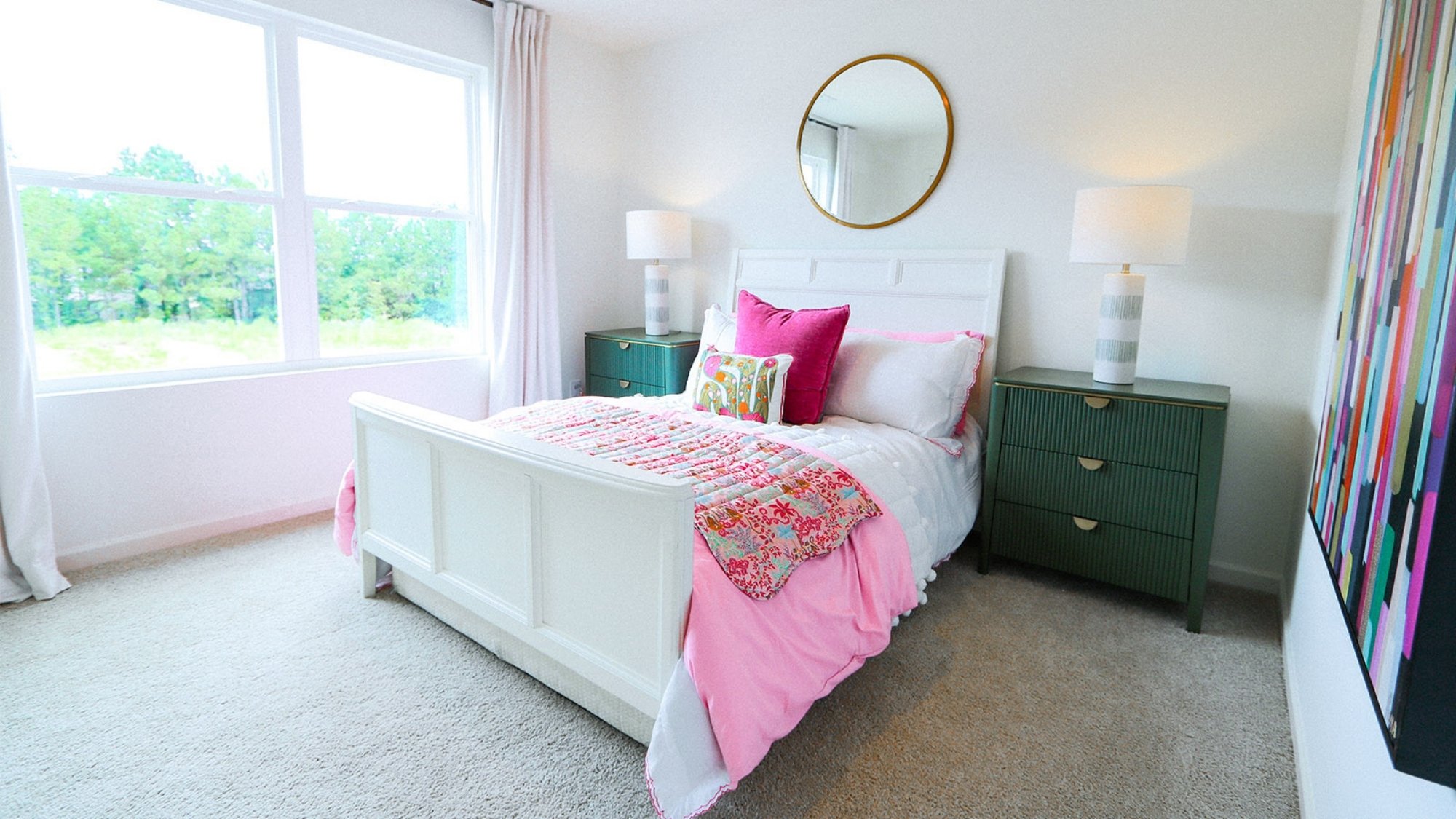 The downstairs bath features a shower/ tub combo and a spacious vanity.