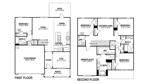 2 story home 2D floorplan