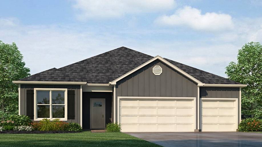 The stunning Destin plan presents a charming single-level home with 4 bedrooms, 3 bathrooms, a generous covered patio, and a 3-car garage. This home boasts a spacious breakfast nook, a separate dining area, and a large living area, creating an inviting open design perfect for effortless entertaining. The kitchen features a sizable island bar and a convenient corner pantry. Bedroom 1 offers ample space and is accompanied by an adjoining bath that includes a double vanity, a luxurious garden tub, a separate shower, and a sizable walk-in closet. Additionally, there are 3 other bedrooms throughout the home, accompanied by 2 bathrooms. Quality materials and workmanship throughout, with superior attention to detail, plus a one-year builder’s warranty. Your new home also includes our smart home technology package! A D.R. Horton Smart Home is equipped with technology that includes the following: a Z-Wave programmable thermostat manufactured by Honeywell; a Z-Wave door lock manufactured by Kwikset; a Z-Wave wireless switch manufactured by Eaton Corporation; a Qolsys, Inc. touchscreen Smart Home control device; an automation platform from Alarm.com; a SkyBell video doorbell; an Amazon Echo Dot.* Talk to a New Home Sales Agent for details.