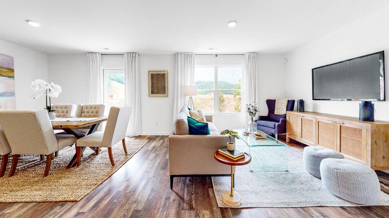 Open living room off of dining room