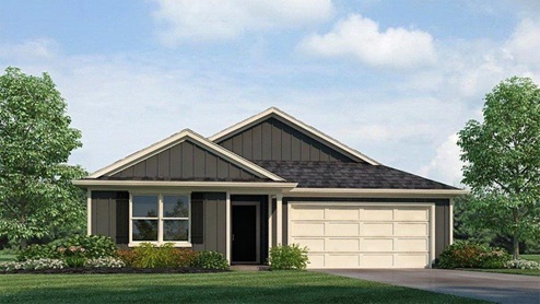 Lakeside-Elevation-B15- 1 story home with a 2 car garage