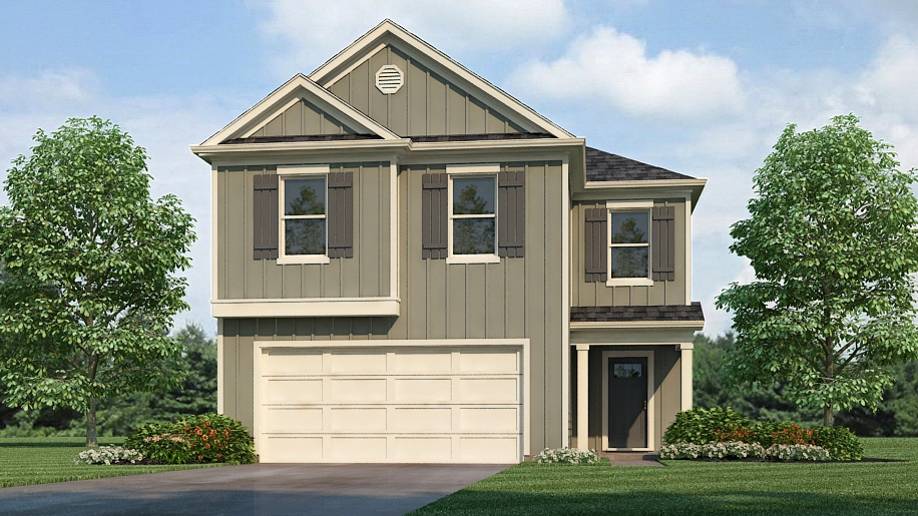 The Elston boasts a two-story layout, comprising 4 bedrooms and 2.5 bathrooms within 2,305 square feet. The open-concept kitchen includes a spacious island for added seating, a generous pantry, and flows into a sizable living room. Completing the main level are a powder room, coat closet, and extra storage space. The second level features Bedroom One with a vaulted ceiling and an opulent bathroom equipped with a walk-in shower, private water closet, double vanities, and a roomy walk-in closet. Additionally, there are 3 more bedrooms, a full bathroom, a walk-in laundry room, and a loft-style living room on the second level. Furthermore, the home comes with a one-year builder's warranty. Notably, your new home is equipped with our smart home technology package. This includes a Z-Wave programmable thermostat manufactured by Honeywell, a Z-Wave door lock manufactured by Kwikset, a Z-Wave wireless switch manufactured by Eaton Corporation, a Qolsys, Inc. touchscreen Smart Home control device, an automation platform from Alarm.com, a SkyBell video doorbell, and an Amazon Echo Dot. For more information, please speak to a New Home Sales Agent.