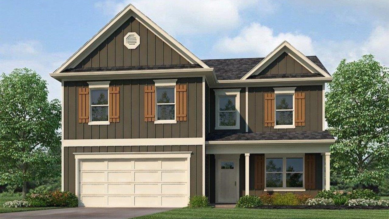 Galen -Elevation-G - 2 story home with a front porch and 2 car garage