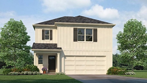 The contemporary Darwin is a 2 story, 3 bedroom, 2.5 bathroom plan offering 1,749 square feet. It features a spacious kitchen with breakfast island that opens onto a breakfast area and generous living room. A powder room is also located on the main level. The second-level Bedroom One features a luxurious bathroom with a walk-in shower and double vanities. Two additional bedrooms with walk-in closets, a full bathroom and a laundry room complete the second level. Quality materials and workmanship throughout, with superior attention to detail, plus a one-year builders warranty. Your new home also includes our smart home technology package! A D.R. Horton Smart Home is equipped with technology that includes the following: a Z-Wave programmable thermostat manufactured by Honeywell; a Z-Wave door lock manufactured by Kwikset; a Z-Wave wireless switch manufactured by Eaton Corporation; a Qolsys, Inc. touchscreen Smart Home control device; an automation platform from Alarm.com; a SkyBell video doorbell; and an Amazon Echo Dot.* Talk to a New Home Sales Agent for details.