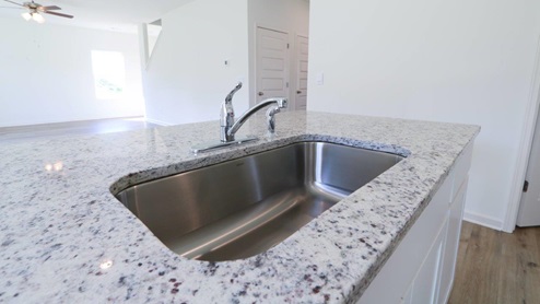 Modern kitchen featuring sleek stainless-steel appliances and elegant granite countertops.
