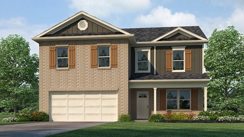 Two story home with two car garage elevation G