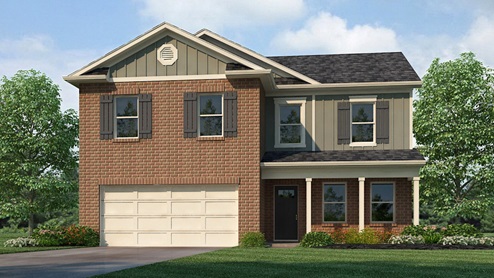 Two story home with two car garage elevation H
