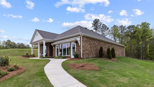 New model home timberline. This beautiful single- story home with light red brick with a covered front porch boasts 4-bedrooms with 2-bathrooms, a 2-car garage.