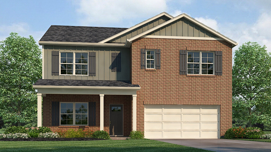 story home with two car garage elevation