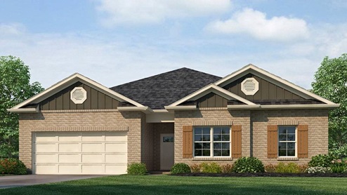 One story home with two car garage elevation D
