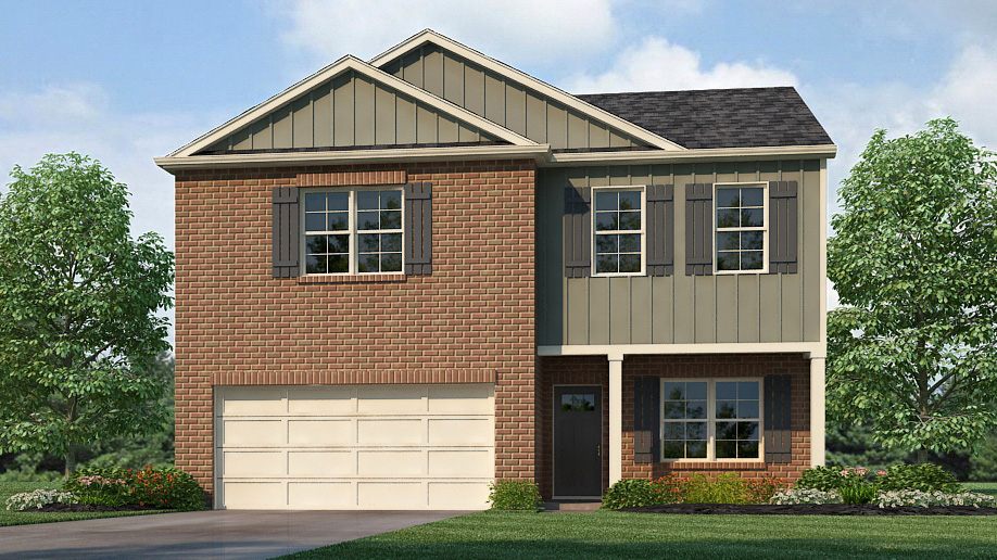 Two story home with two car garage elevation B1
