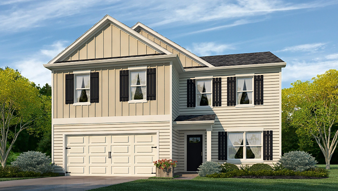 Galen -Elevation-A - 2 story home with a front porch and 2 car garage