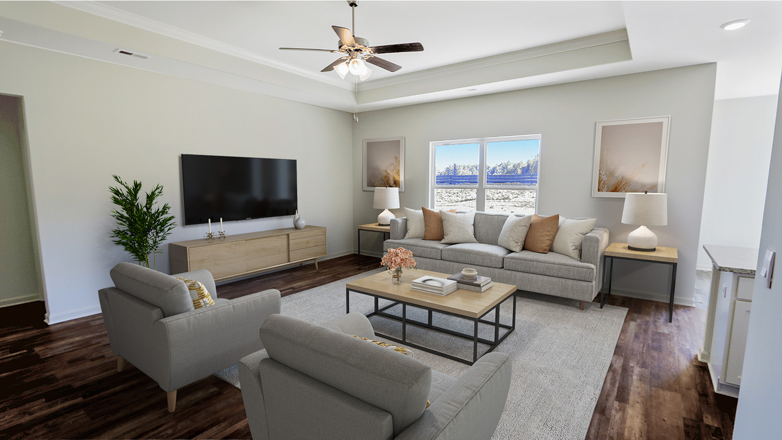 Bright and spacious living area featuring large windows and modern finishes, perfect for creating your dream home.