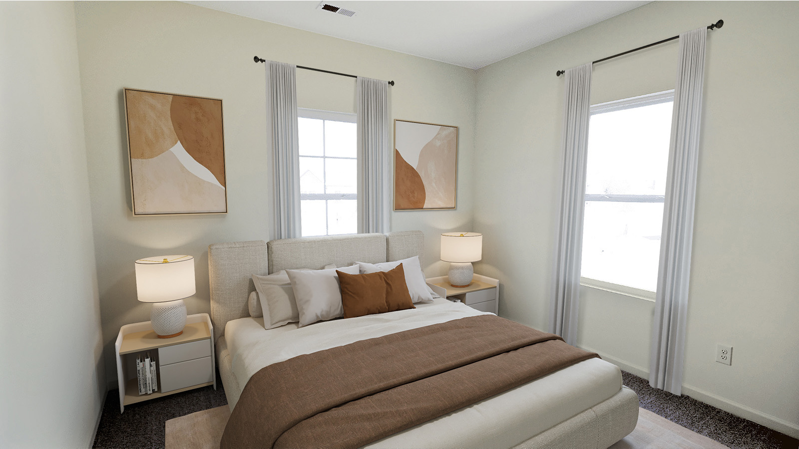 The first bedroom has enough room for a bed and two nightstands.