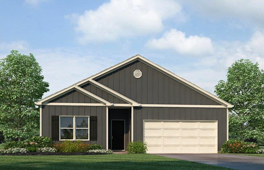 One story home with a two car garage elevation F1