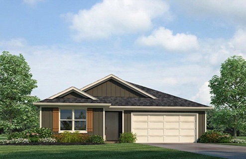 Lakeside-Elevation-A15- 1 story home with a 2 car garage
