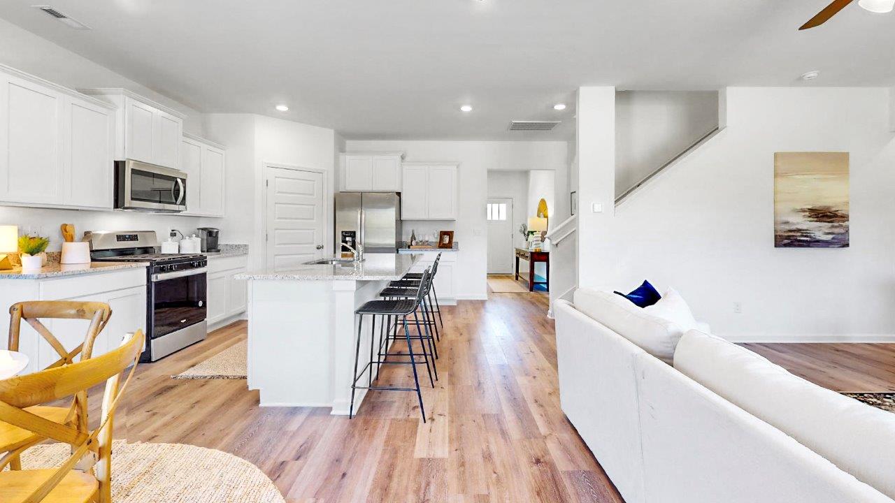 View of the kitchen from the living room
