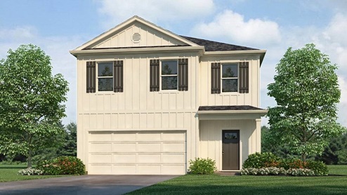Welcome to the Ryan Plan, a new customer favorite at our D.R. Horton communities I central Alabama. Just under 2,500 square feet, this beautiful two- story home offers 5-bedrooms with 3-bathrooms, and a 2-car garage with a gorgeous open floor concept layout for your family to enjoy. The kitchen has a large island for extra seating as well as a large pantry, and also gradually opens to the full dining area as well as a spacious living room. A bedroom with a full bathroom completes the main level. Bedroom One is on the second level and offers a luxurious bath with a soaking garden tub and separate shower, private bathroom, double vanities with marble counters and a large walk-in closet. There are 3 additional bedrooms, a full bathroom, a walk-in laundry room, and a bonus loft-style living room on the second level perfect for hanging out or holiday occasions. Quality materials and workmanship throughout, with superior attention to detail, plus a one-year builder's warranty. As a most popular favorite, this plan is ideal for any size family. In addition, each home comes with a one-year builder's warranty to provide extra peace of mind. It's worth noting that our smart home technology package is also part of the deal. The included Smart Home Technology Package is designed for easy use and offers unparalleled convenience, enabling you to effortlessly control various key features with just a simple touch. Some of the highlighted conveniences of this package comprise lighting automation, an IQ panel, a video doorbell, keyless front door entry, and the ability to manage the temperature from the comfort of your phone. Call to schedule your personal guided tour of the Ryan today!