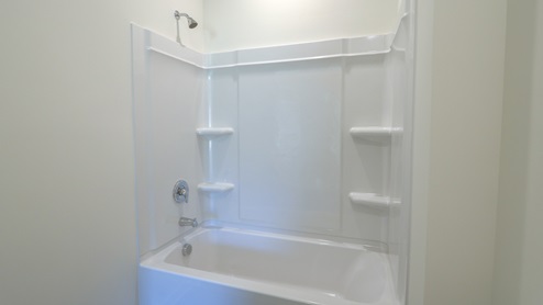 The tub shower combo in the downstairs bathroom.