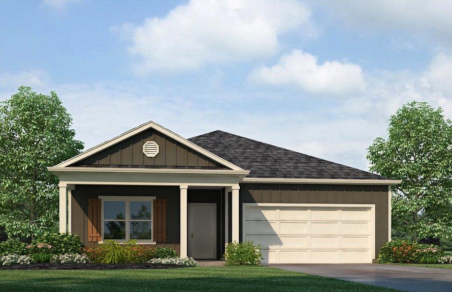 Cali-Elevation-E8 - 1 story home with a covered front porch and a 2 car garage