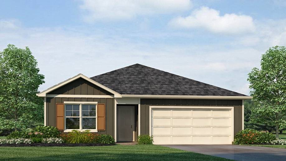 The Aldridge, a roomy residence, presents 3 bedrooms and 2 bathrooms within a single level encompassing 1,272 square feet. It also boasts a two-car garage. The chef inspired kitchen showcases a large breakfast island, elegant granite countertops, modern stainless steel appliances, and a convenient pantry. This culinary haven seamlessly flows into a relaxed dining area and a spacious living room. The expansive Primary Bedroom indulges residents with a lavish bathroom featuring a walk-in shower, double vanities, and an oversized walk-in closet. The two additional bedrooms offer ample closet space, while a laundry room and linen closet provide practicality and convenience to complete the plan. Quality materials and workmanship throughout, with superior attention to detail, plus a one-year builder’s warranty. Your new home also includes our smart home technology package! A D.R. Horton Smart Home is equipped with technology that includes the following: a Z-Wave programmable thermostat manufactured by Honeywell; a Z-Wave door lock manufactured by Kwikset; a Z-Wave wireless switch manufactured by Eaton Corporation; a Qolsys, Inc. touchscreen Smart Home control device; an automation platform from Alarm.com; a SkyBell video doorbell; an Amazon Echo Dot.* Talk to a New Home Sales Agent for details.