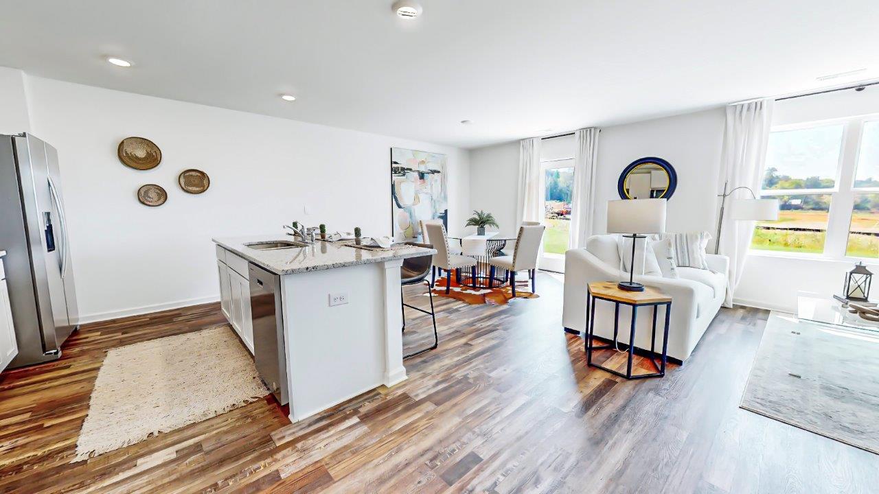 Living room, kithen and dining room are open concept which is pefect for entertaining