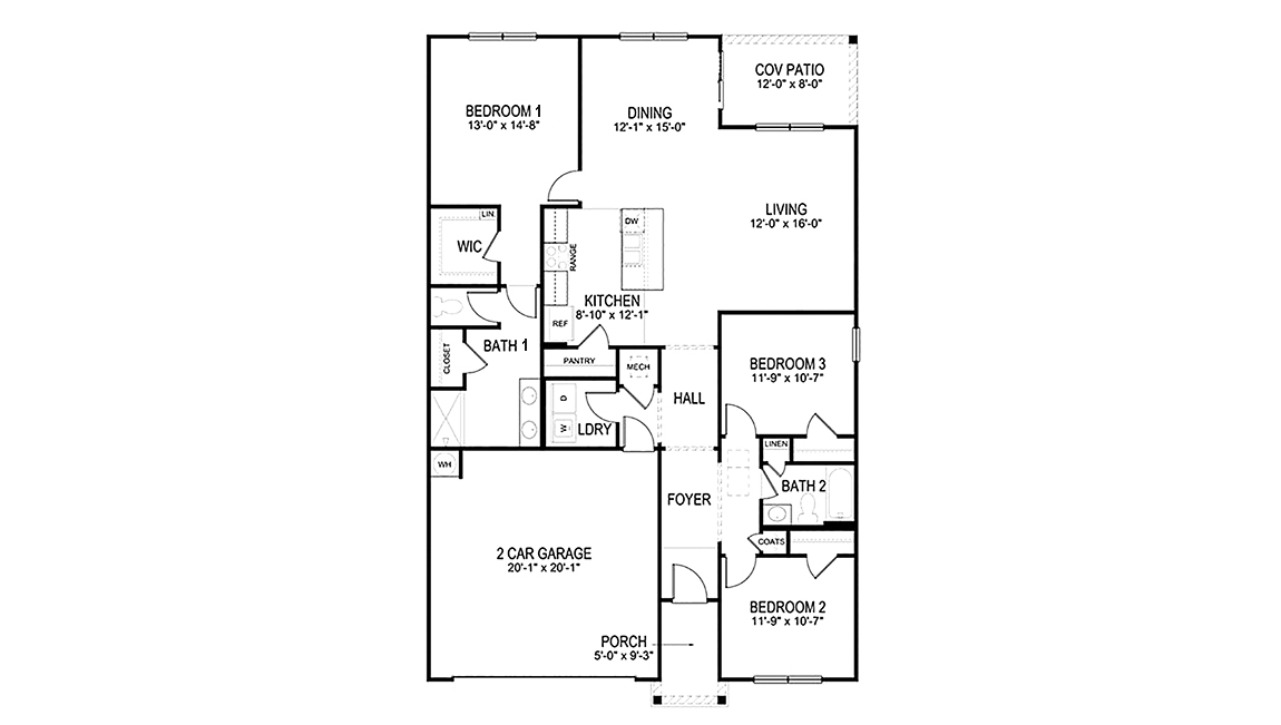 Our Haven floorplan features 3 bedrooms and 2 bathrooms across 1,618 square feet of living space.