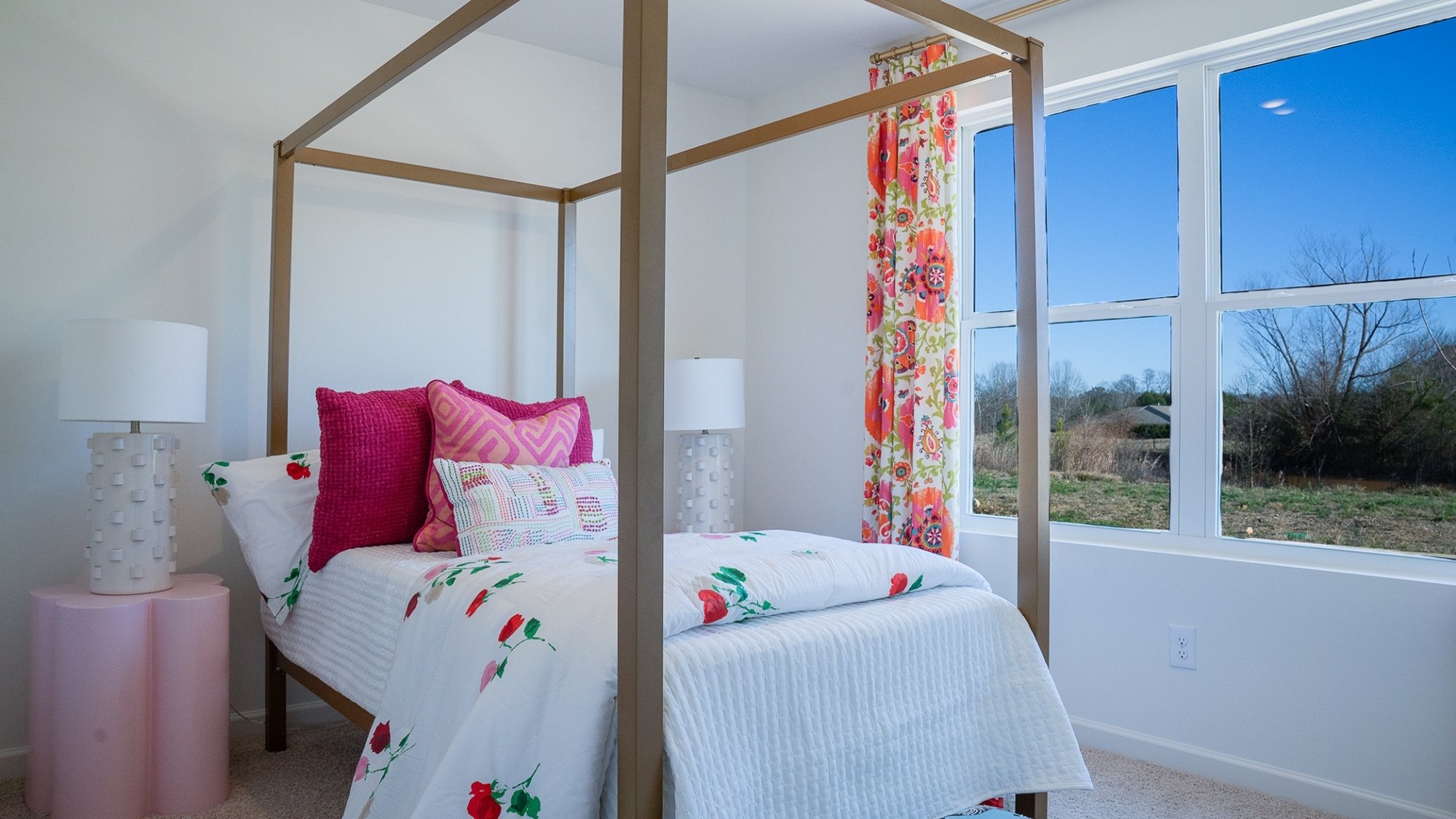 The second bedroom also features enough space for a full-sized bed and two nightstands.