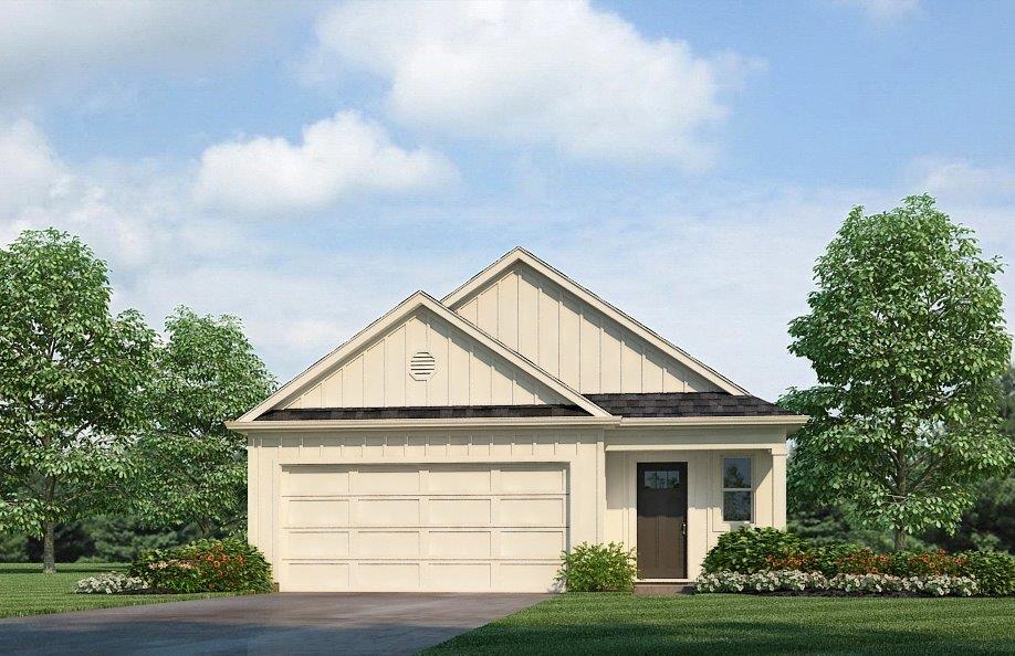 Burke-Elevation-A15 - 1 story home with a 2 car garage