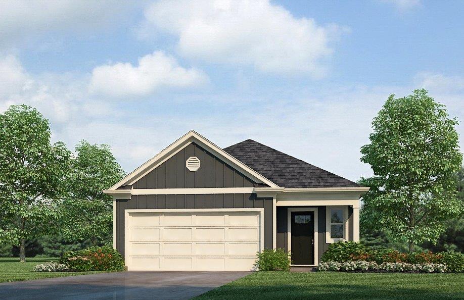 Burke-Elevation-B15 - 1 story home with a 2 car garage