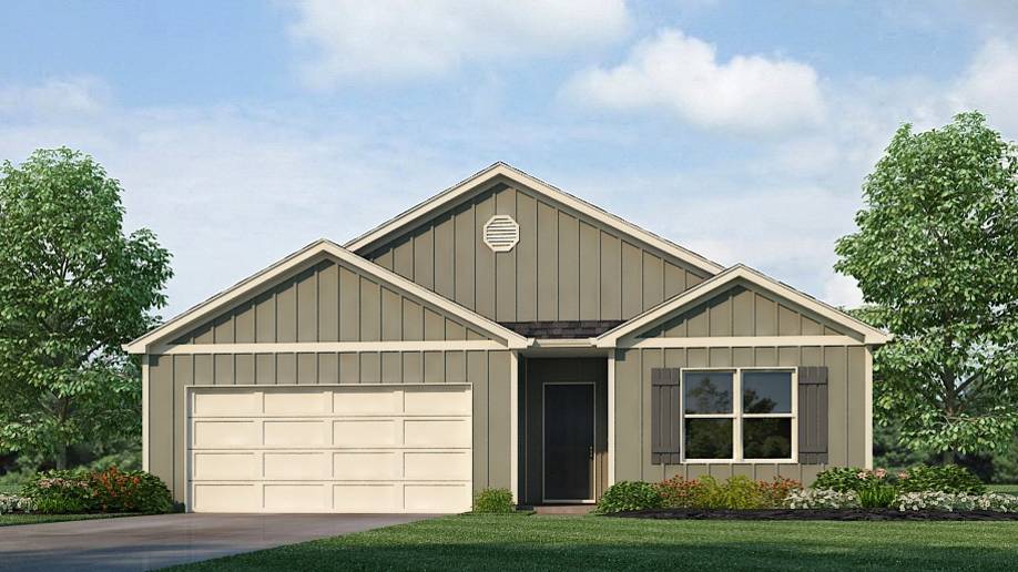 The Cali plan, which consists of one level, offers a well-designed layout with four bedrooms and two bathrooms, spanning across 1,774 square feet. One of its standout features is the seamless integration of the kitchen, breakfast area, and great room, creating an open concept design that is perfect for hosting gatherings. The kitchen boasts elegant granite countertops, stainless steel appliances, and a convenient pantry. You can savor your morning coffee or enjoy peaceful evenings on the shaded covered patio. The Bedroom One suite serves as your personal retreat, complete with a luxurious shower, double marble vanity, private water closet, and a spacious walk-in closet. Additionally, the house includes a two-car garage and a laundry room, providing both functionality and storage space. Furthermore, the home comes with a one-year builder's warranty. Notably, your new home is equipped with our smart home technology package. This includes a Z-Wave programmable thermostat manufactured by Honeywell, a Z-Wave door lock manufactured by Kwikset, a Z-Wave wireless switch manufactured by Eaton Corporation, a Qolsys, Inc. touchscreen Smart Home control device, an automation platform from Alarm.com, a SkyBell video doorbell, and an Amazon Echo Dot. For more information, please speak to a New Home Sales Agent.