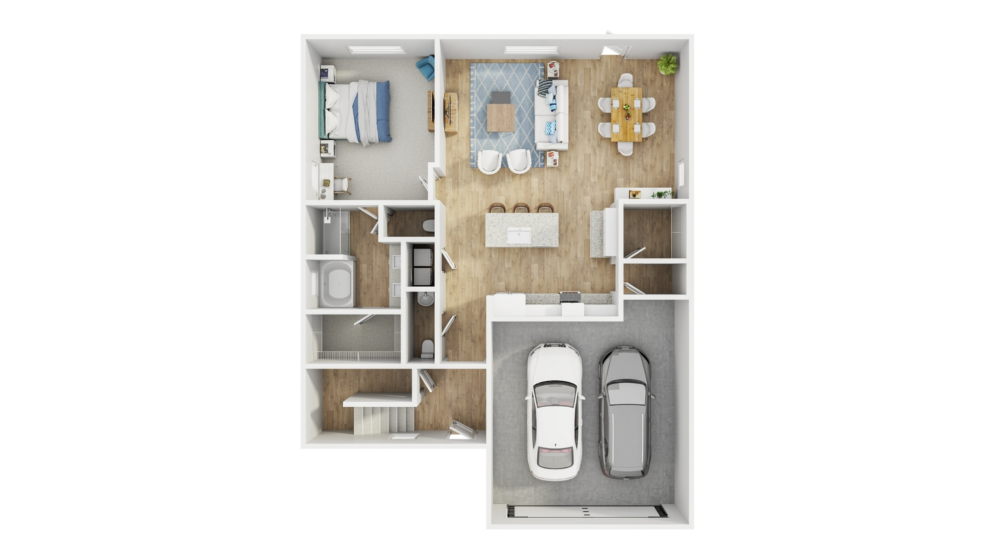Floor plan illustration of a two-bedroom home, showcasing room layout and dimensions for optimal living space design