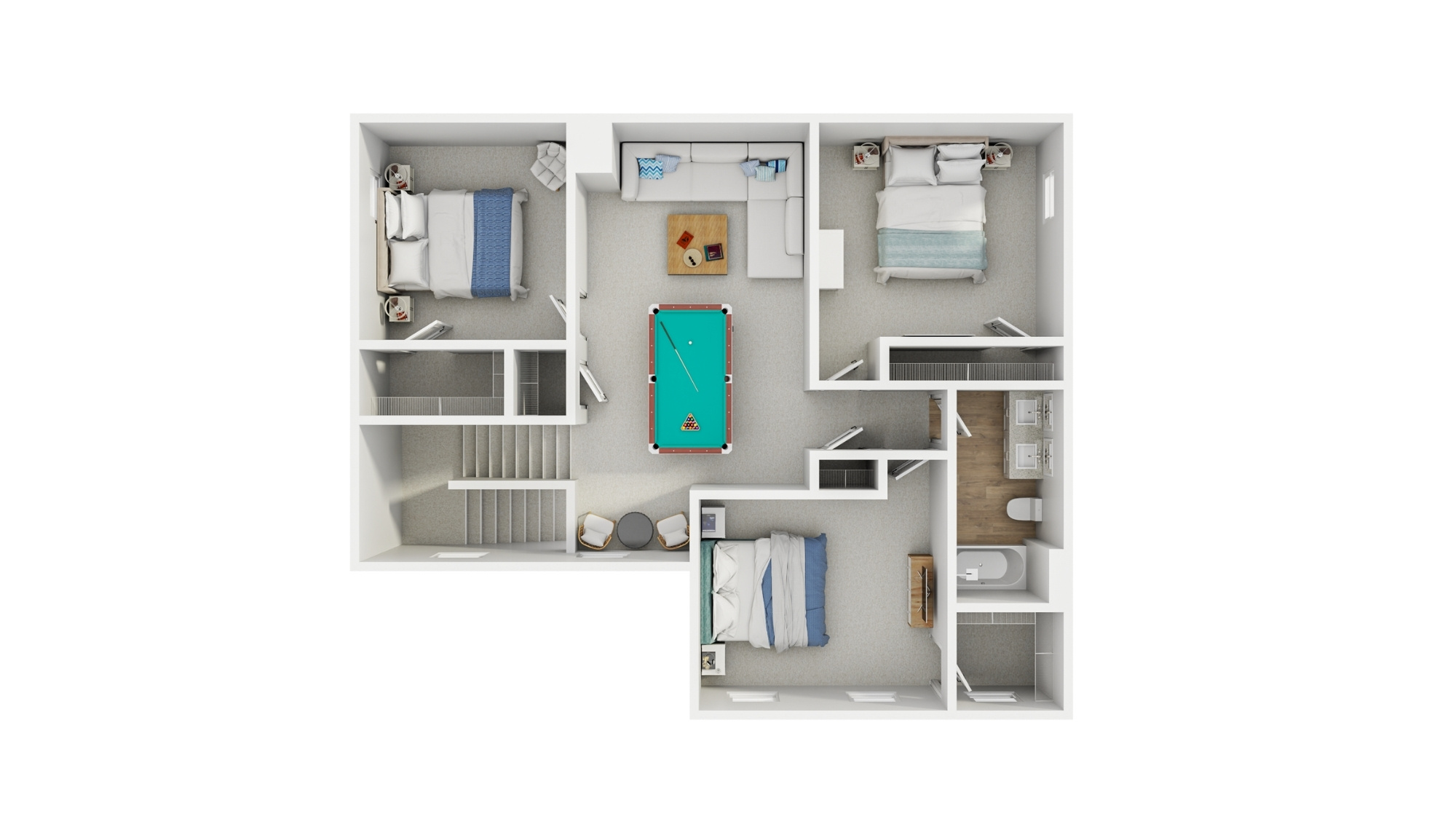 Floor plan illustration of a two-bedroom home, showcasing room layout and dimensions for optimal living space design