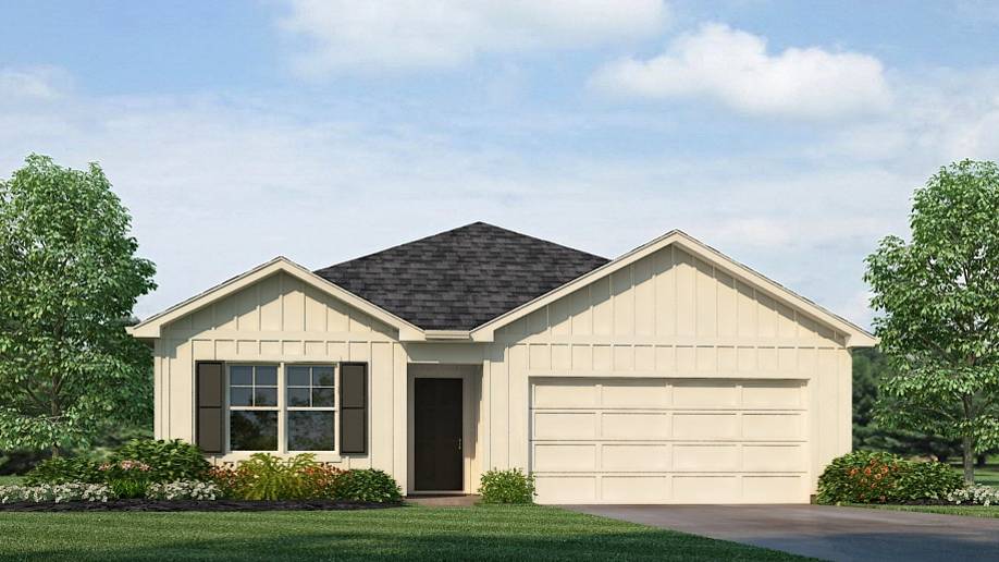 Rendering of our Aaron floorplan, with 3 bedrooms and 2 bathrooms spread across 1,272 square feet.