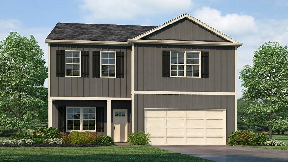 Rendering of the Penwell plan an incredible two-story floor plan covering 2,164 square feet and offering 4 bedrooms and 2.5 bathrooms.