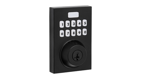Smart Home Package- Visual of two smartphones featuring the Alarm.com app. Picture of the doorbell cam associated with the alarm.com app, black sleek doorbell cam. Picture of an amazon echo pop with blue light signaling Alexa. Picture of a Deako brand smart light switch. Image of a smart thermostat system on a wall. Image of a Kwikset branded locking mechanism. A collective image of the entire smart home package with the previous images. Disclosure that reads: Note: Pictures depict a similar completed home floorplan and elevation, but it is not the actual home for sale. Features, colors, finishes & options may differ from what’s shown.