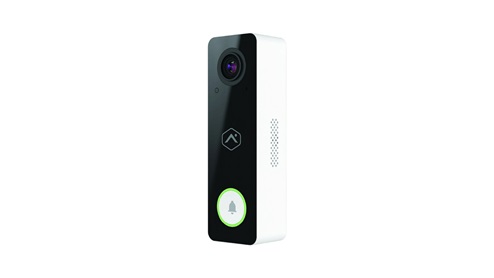Smart Home Package- Visual of two smartphones featuring the Alarm.com app. Picture of the doorbell cam associated with the alarm.com app, black sleek doorbell cam. Picture of an amazon echo pop with blue light signaling Alexa. Picture of a Deako brand smart light switch. Image of a smart thermostat system on a wall. Image of a Kwikset branded locking mechanism. A collective image of the entire smart home package with the previous images. Disclosure that reads: Note: Pictures depict a similar completed home floorplan and elevation, but it is not the actual home for sale. Features, colors, finishes & options may differ from what’s shown.